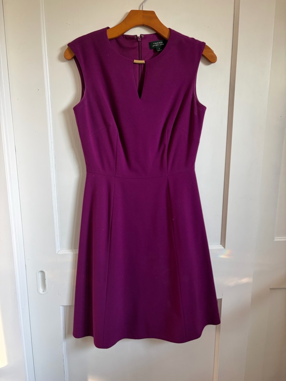 Tahari Purple Sleeveless A-Line Dress